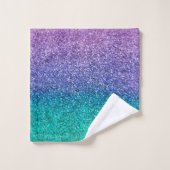 Paarse lavender en Blauwgroen Aqua Green Sparkly G Bad Handdoek (Wasdoekje)
