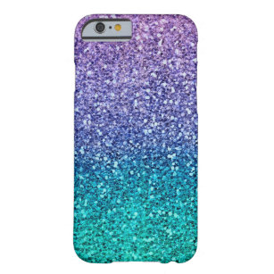 Paarse lavender en Blauwgroen Aqua Green Sparkly G Barely There iPhone 6 Hoesje