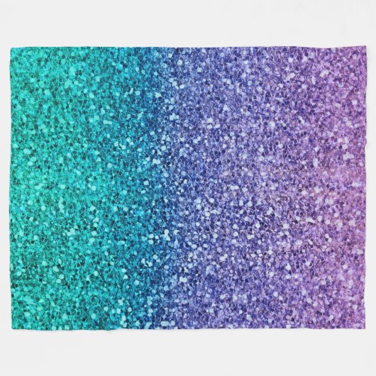 Paarse lavender en Blauwgroen Aqua Green Sparkly G Fleece Deken (Voorkant (Horizontaal))