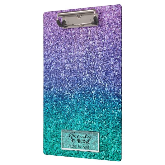 Paarse lavender en Blauwgroen Aqua Green Sparkly G Klembord (Links)