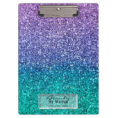 Paarse lavender en Blauwgroen Aqua Green Sparkly G Klembord (Voorkant)