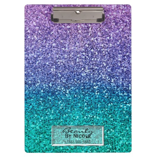 Paarse lavender en Blauwgroen Aqua Green Sparkly G Klembord (Voorkant)