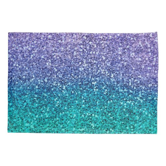 Paarse lavender en Blauwgroen Aqua Green Sparkly G Kussensloop (Achterkant)