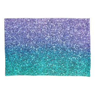 Paarse lavender en Blauwgroen Aqua Green Sparkly G Kussensloop