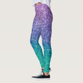 Paarse lavender en Blauwgroen Aqua Green Sparkly G Leggings (Links)