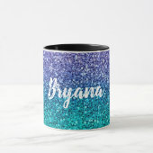 Paarse lavender en Blauwgroen Aqua Green Sparkly G Mok (Midden)