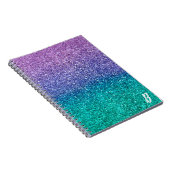 Paarse lavender en Blauwgroen Aqua Green Sparkly G Notitieboek (Rechterzijde)