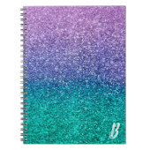 Paarse lavender en Blauwgroen Aqua Green Sparkly G Notitieboek (Voorkant)