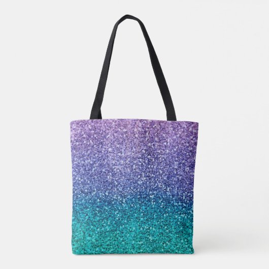 Paarse lavender en Blauwgroen Aqua Green Sparkly G Tote Bag (Achterkant)