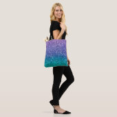 Paarse lavender en Blauwgroen Aqua Green Sparkly G Tote Bag (Op model)