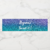 Paarse lavender en Blauwgroen Aqua Green Sparkly G Waterfles Etiket (Enkel label)