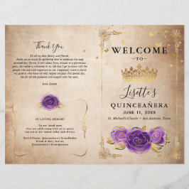 Paarse lavender en Gold Rozen Quinceanera-programm