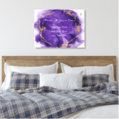 Paarse lavender en Gold Waterverf Wedding Canvas Afdruk (Insitu (Slaapkamer))