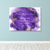 Paarse lavender en Gold Waterverf Wedding Canvas Afdruk (Insitu (Houten vloer))