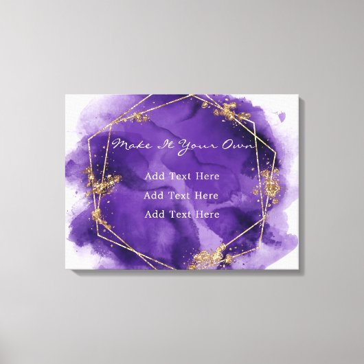 Paarse lavender en Gold Waterverf Wedding Canvas Afdruk (Voorkant)
