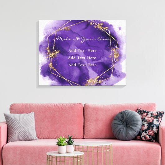 Paarse lavender en Gold Waterverf Wedding Canvas Afdruk (Insitu (Woonkamer))