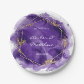 Paarse lavender en Gold Waterverf Wedding Papieren Bordje (Voorkant)