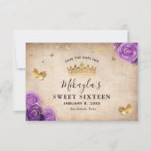 Paarse lavender en gouden Rozen Elegant Save The Date (Voorkant)