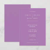 Paarse lavender en minimalistisch save the date (Voorkant / Achterkant)