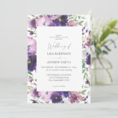 Paarse lavender en Violet Floral Wedding 2 Kaart (Staand voorkant)