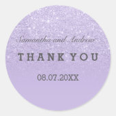 Paarse lavender faux glitter ombre bedankt ronde sticker (Voorkant)