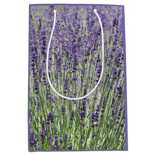 Paarse Lavender Fields Floral Medium Cadeauzakje (Voorkant)
