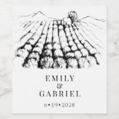 Paarse lavender Fields Waterverf Wedding Wijn Etiket (Enkel label)