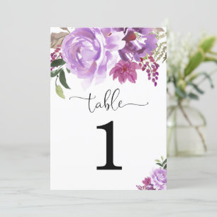 Paarse lavender floral 5"x7" tabelnummers kaart