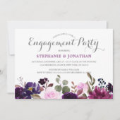 Paarse Lavender Floral Boho Engagement Party Kaart (Voorkant)