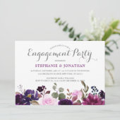 Paarse Lavender Floral Boho Engagement Party Kaart (Staand voorkant)