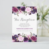 Paarse Lavender Floral Boho Wedding Reception kaar Kaart (Staand voorkant)