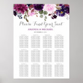 Paarse lavender Floral Boho Wedding Seating Chart Poster (Voorkant)