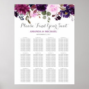 Paarse lavender Floral Boho Wedding Seating Chart Poster