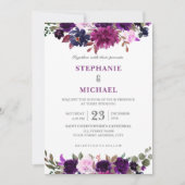 Paarse Lavender Floral Boho Wedding Uitnodiging (Voorkant)