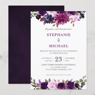 Paarse Lavender Floral Boho Wedding Uitnodiging