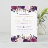 Paarse Lavender Floral Boho Wedding Uitnodiging (Staand voorkant)