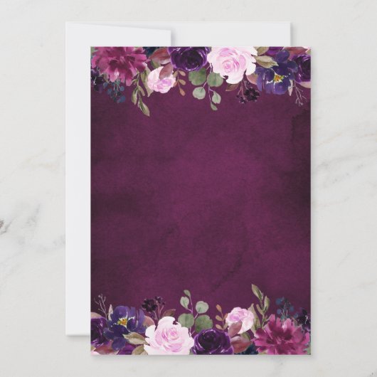 Paarse Lavender Floral Boho Wedding Uitnodiging (Achterkant)