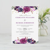Paarse Lavender Floral Boho Wedding Uitnodiging (Staand voorkant)