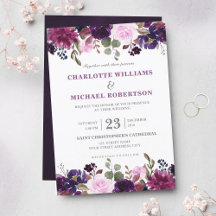 Paarse Lavender Floral Boho Wedding Uitnodiging