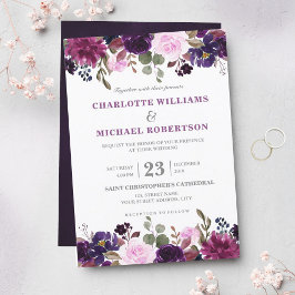 Paarse Lavender Floral Boho Wedding Uitnodiging