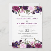 Paarse Lavender Floral Boho Wedding Uitnodiging (Voorkant)