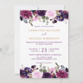 Paarse Lavender Floral Boho Wedding Uitnodiging (Voorkant)