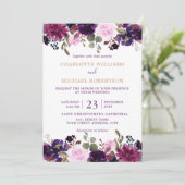 Paarse Lavender Floral Boho Wedding Uitnodiging (Staand voorkant)