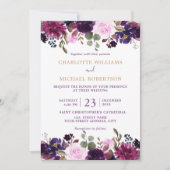 Paarse Lavender Floral Boho Wedding Uitnodiging (Voorkant)