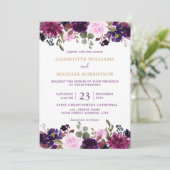 Paarse Lavender Floral Boho Wedding Uitnodiging (Staand voorkant)