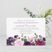 Paarse Lavender Floral Boho Wedding-uitnodiging Kaart (Staand voorkant)