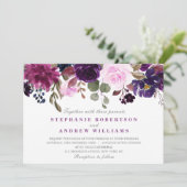 Paarse Lavender Floral Boho Wedding-uitnodiging Kaart (Staand voorkant)