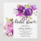 Paarse lavender Floral Bridal Shower Kaart (Voorkant / Achterkant)