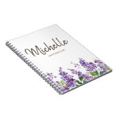 Paarse lavender Floral Flowers Custom Notitieboek (Rechterzijde)