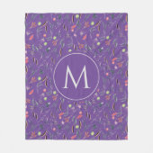 Paarse Lavender Floral - Gepersonaliseerde MONOGRA Fleece Deken (Voorkant)